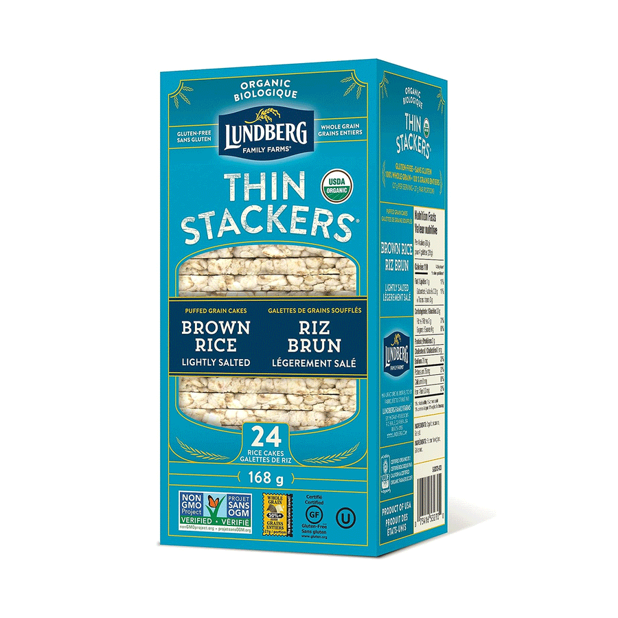 Lundberg Family Farms Organic Brown Rice Thin Stackers - Lightly Salted, 167g