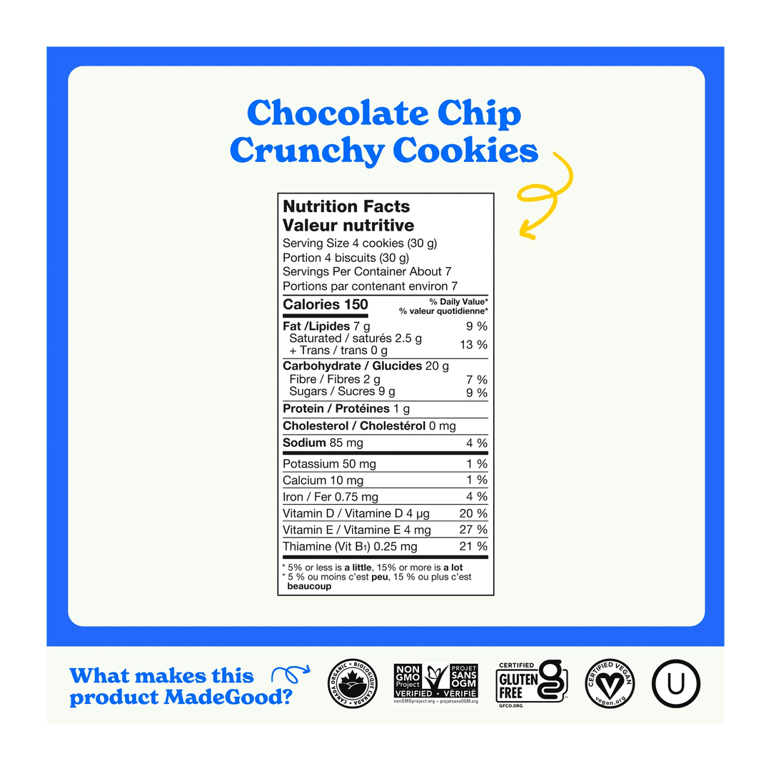 Made Good Organic Chocolate Chip Crunchy Cookies, 200g