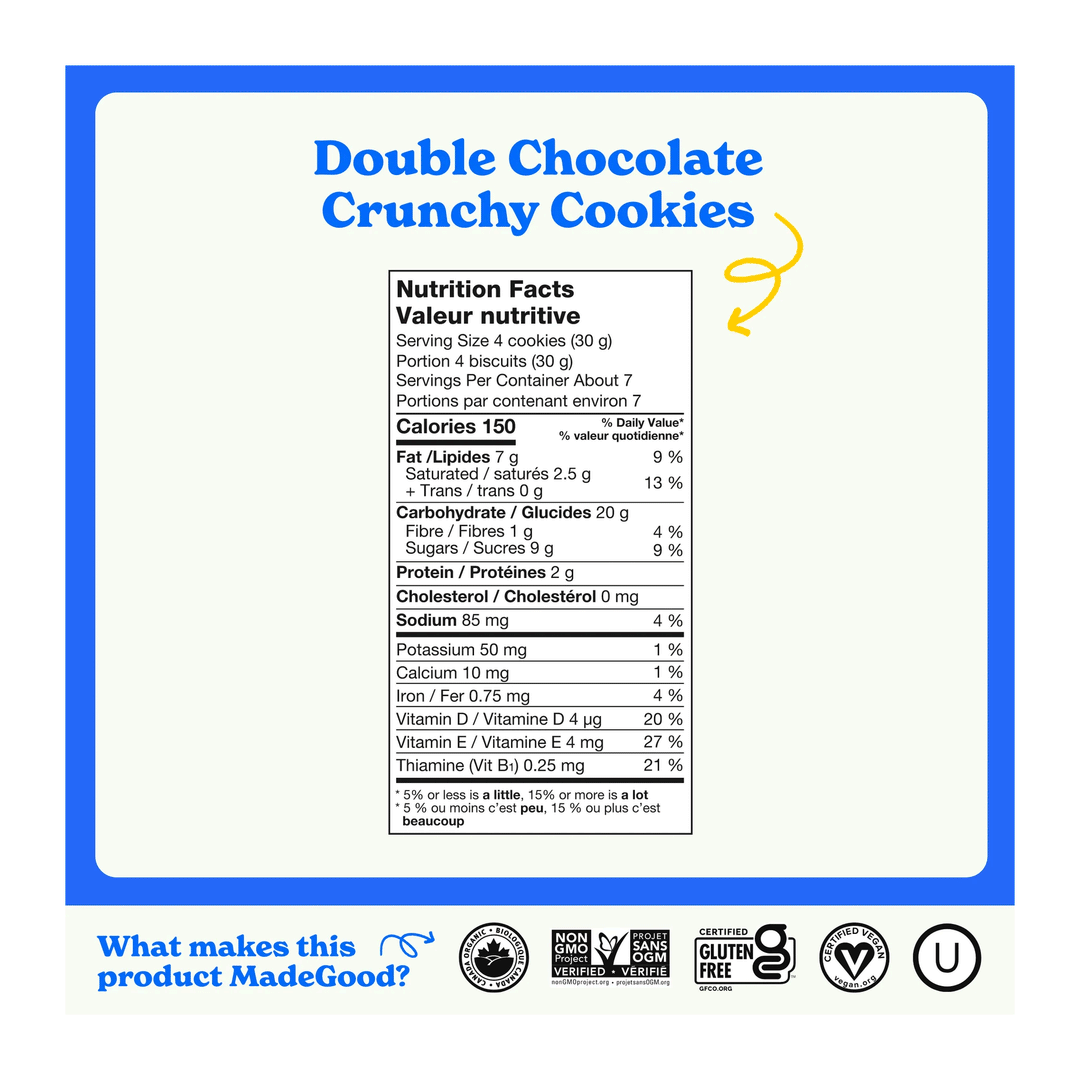 Made Good Organic Double Chocolate Crunchy Cookies, 200g