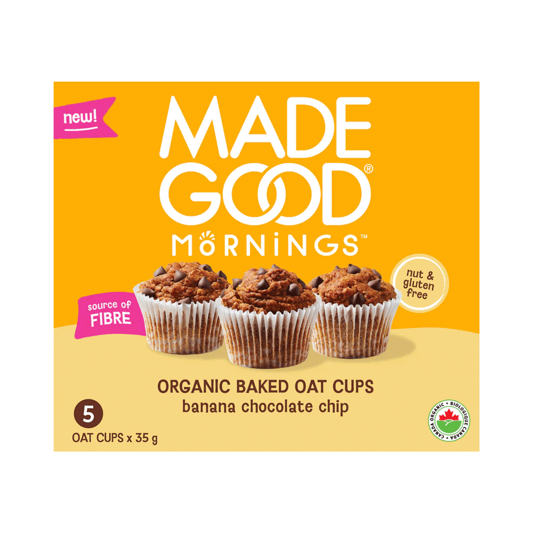 Made Good Mornings Organic Baked Oat Cups - Banana Chocolate Chip, 5 Pack
