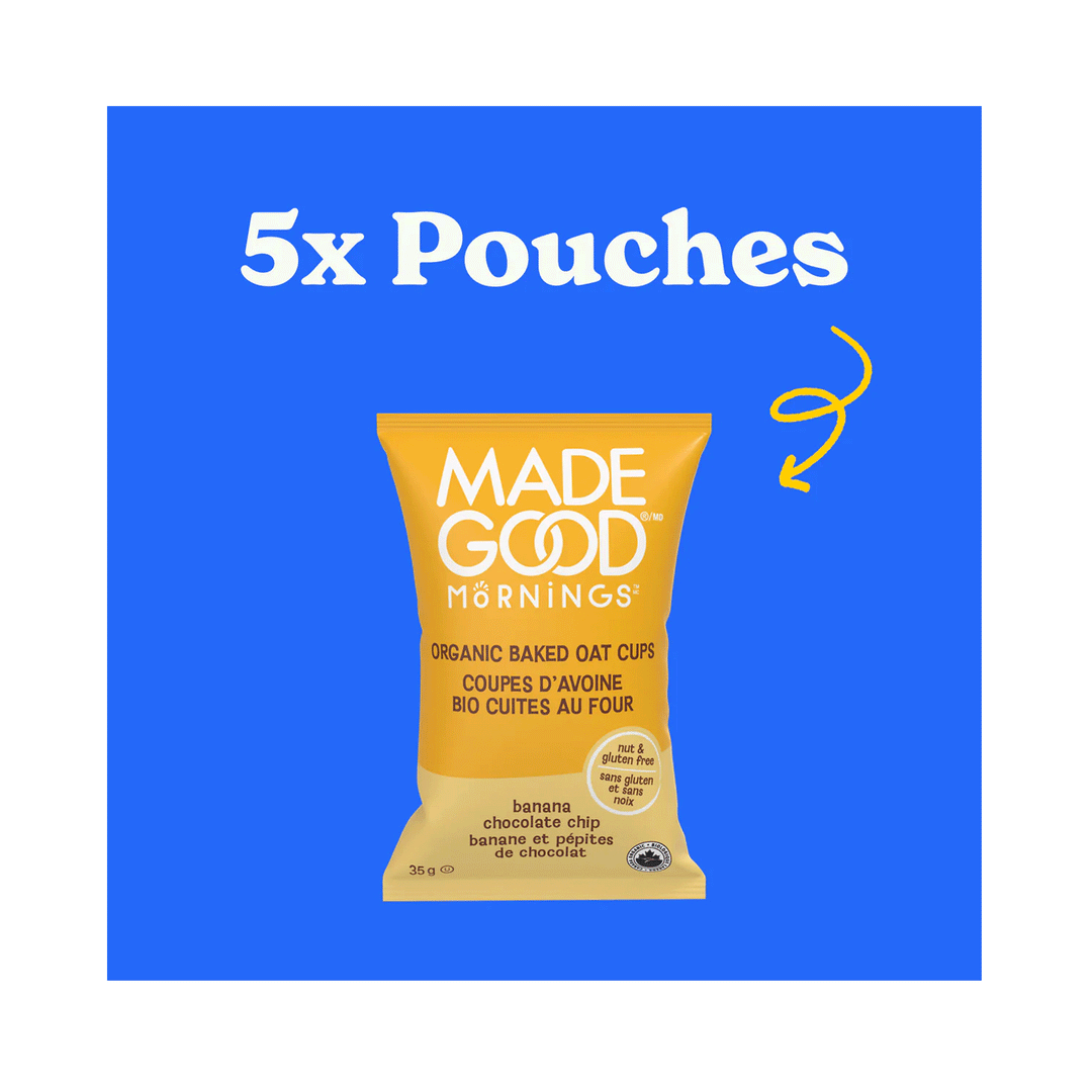 Made Good Mornings Organic Baked Oat Cups - Banana Chocolate Chip, 5 Pack