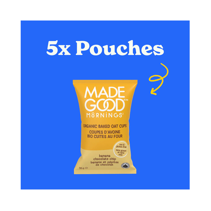 Made Good Mornings Organic Baked Oat Cups - Banana Chocolate Chip, 5 Pack