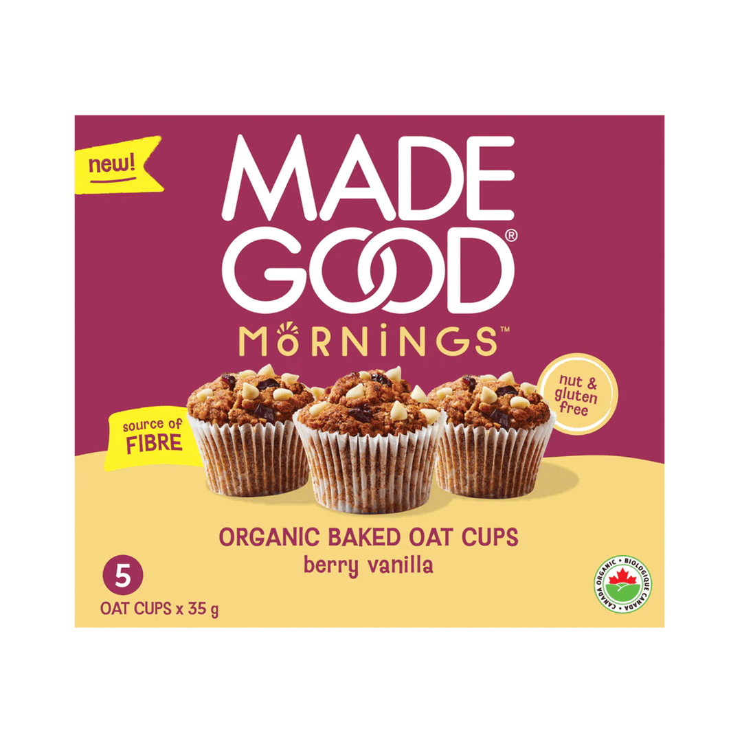 Made Good Mornings Organic Baked Oat Cups - Berry Vanilla, 5 Pack