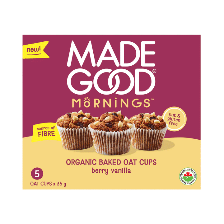 Made Good Mornings Organic Baked Oat Cups - Berry Vanilla, 5 Pack