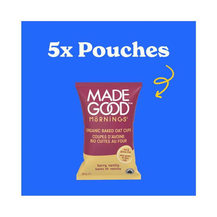 Made Good Mornings Organic Baked Oat Cups - Berry Vanilla, 5 Pack