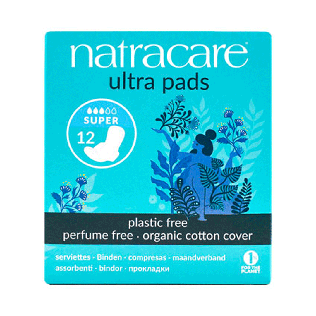 Natracare Ultra Super Period Pads With Wings, 12ct