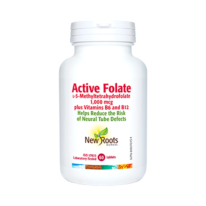New Roots Active Folic Acid (L-5 Methyltetrahydrofolate), 60 Tablets