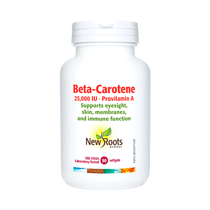 New Roots Beta-Carotene 25,000 IU Provitamin A, 90 Softgels