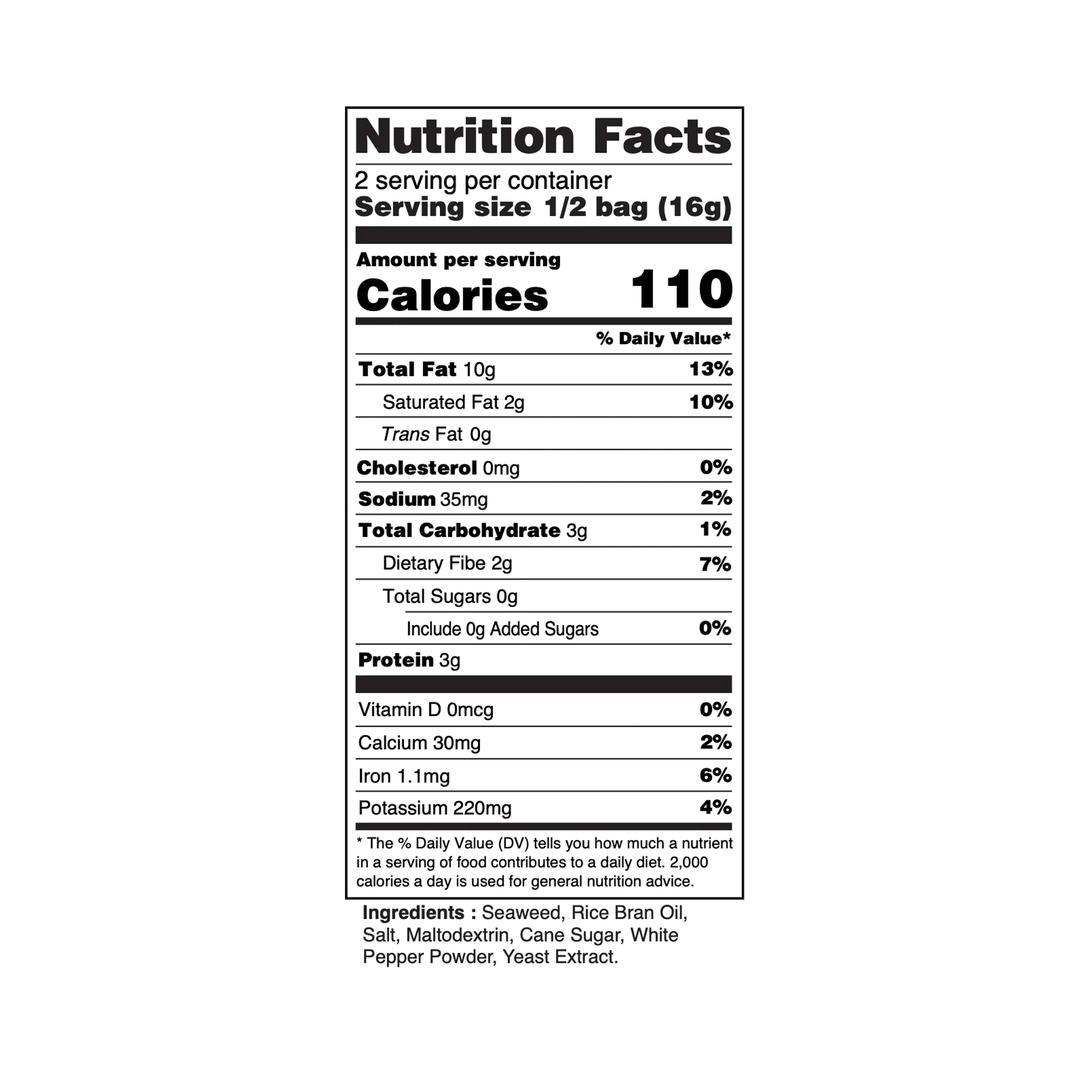 Nora Seaweed Snacks - Crispy Original Flavour, 32g