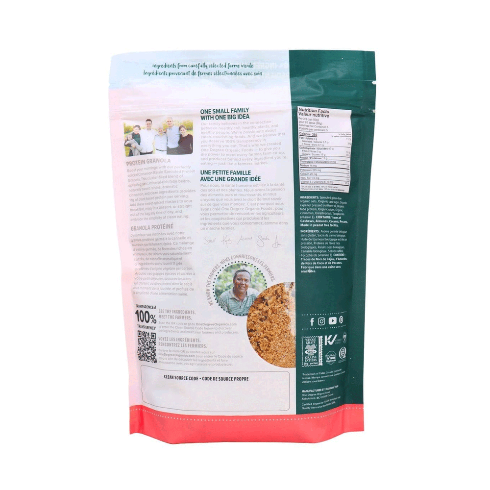 One Degree Gluten-Free Cinnamon Raisin Protein Granola, 283g