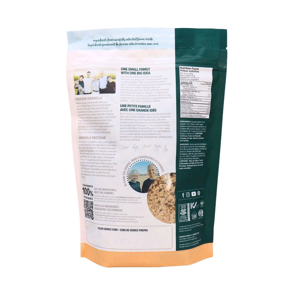 One Degree Gluten-Free Citrus Cashew Protein Granola, 283g