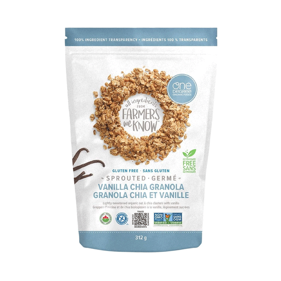 One Degree Sprouted Oat Vanilla Chia Granola, 312g
