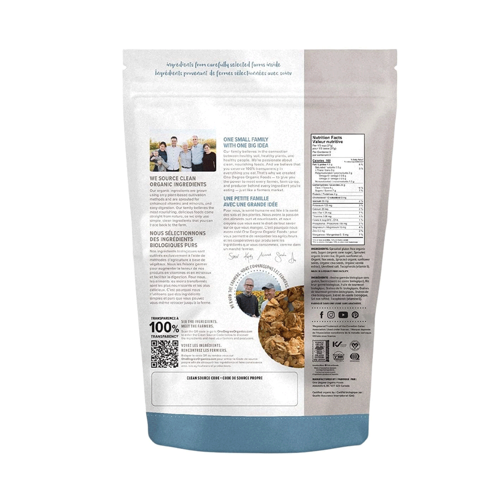 One Degree Sprouted Oat Vanilla Chia Granola, 312g