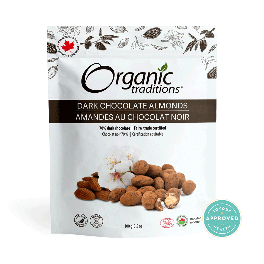Organic Traditions Dark Chocolate Almonds, 100g