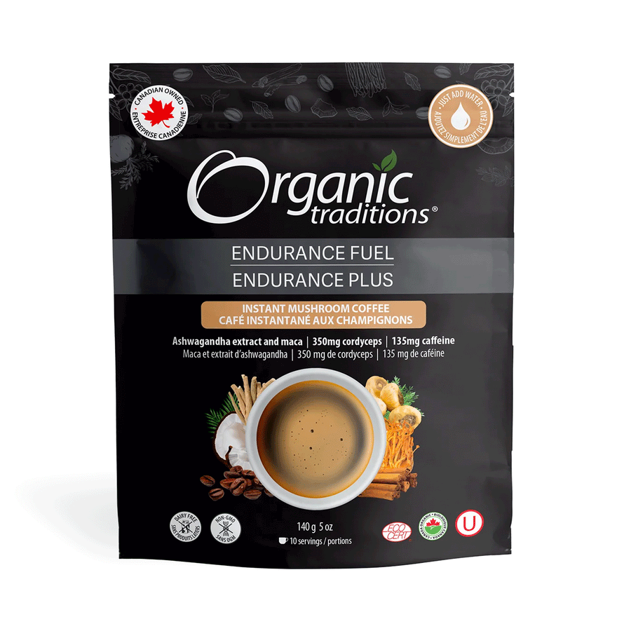 Organic Traditions Endurance Fuel - Instant Mushroom Coffee, 140g