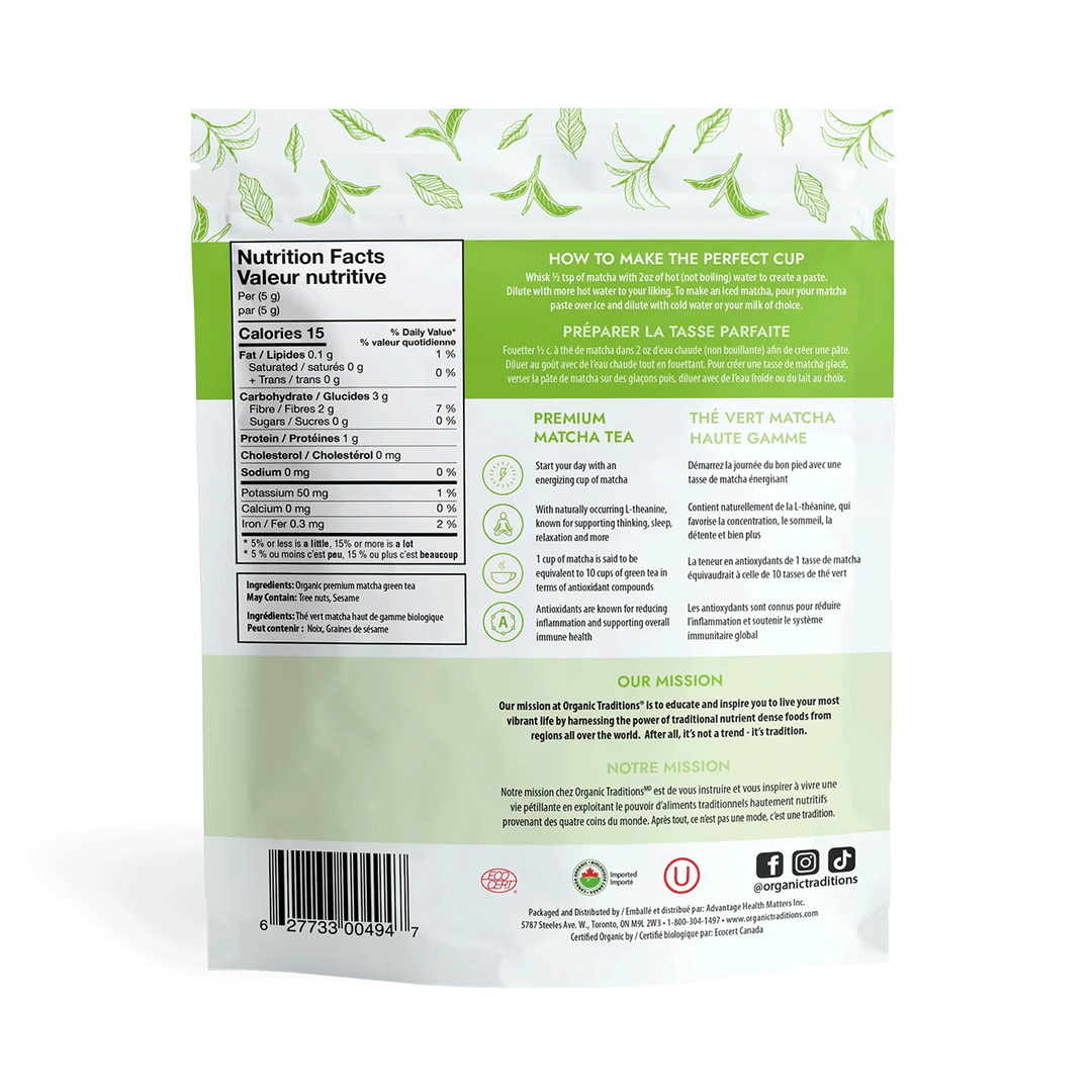 Organic Traditions Premium Matcha Tea, 100g