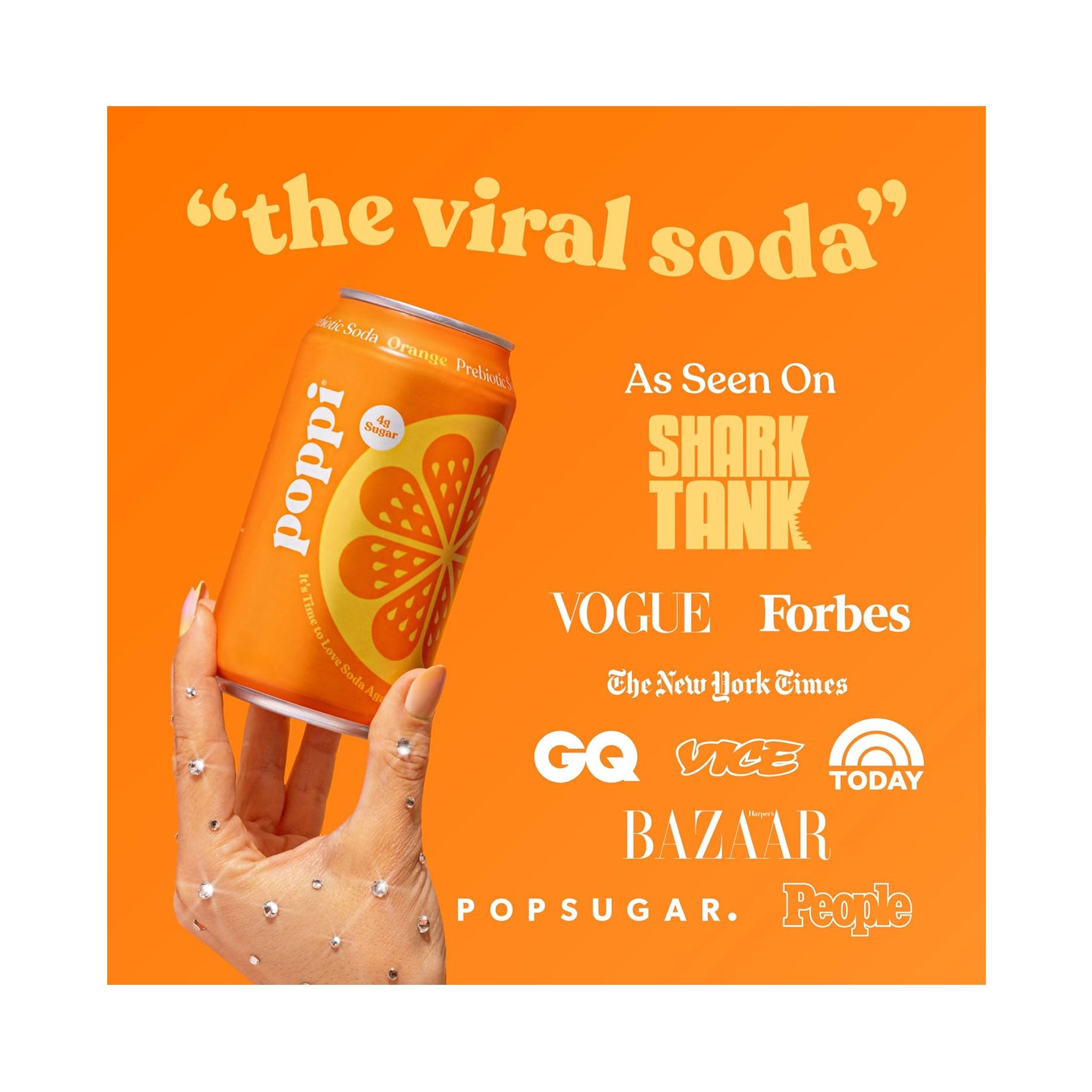 ダイエットドリンク papi POPPI Sparkling Prebiotic Soda, Orange, 4-Pack – Rise Market