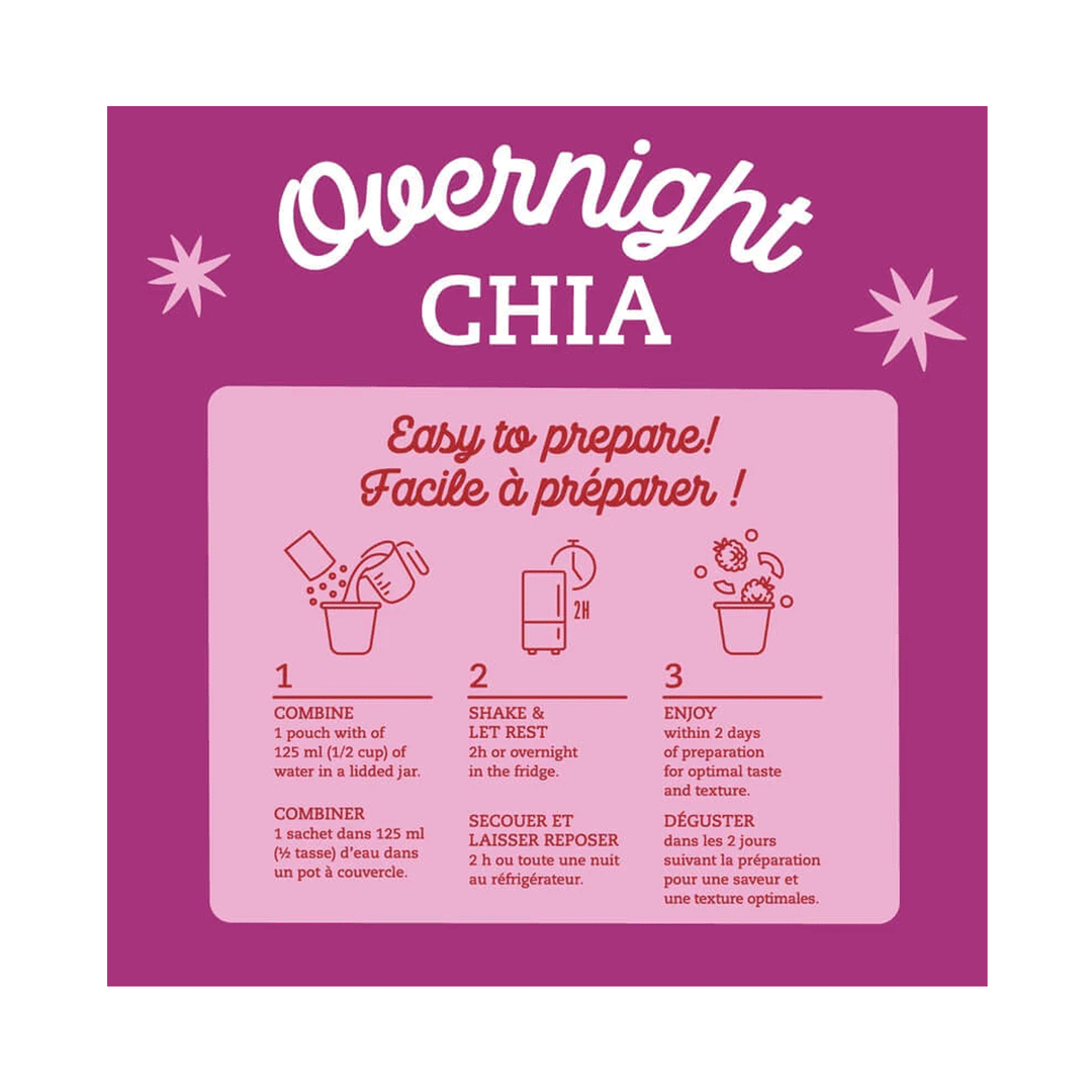 Prana Overnight Chia - Berry Fairy Organic Oat & Chia Mix, 250g (5x50g)