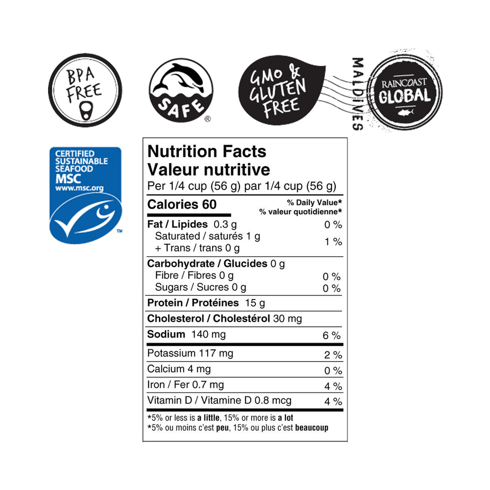 Raincoast Trading Wild Skipjack Tuna No Salt Added, 142g