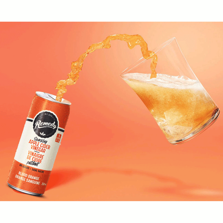 Remedy Organic Sparkling Apple Cider Vinegar- Blood Orange, 4x330ml