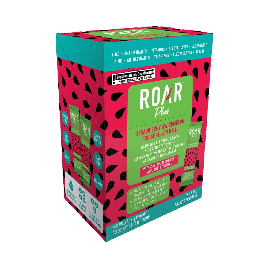 ROAR Organic Strawberry Watermelon Vitamin & Electrolyte Drink Mix, 12 Pack