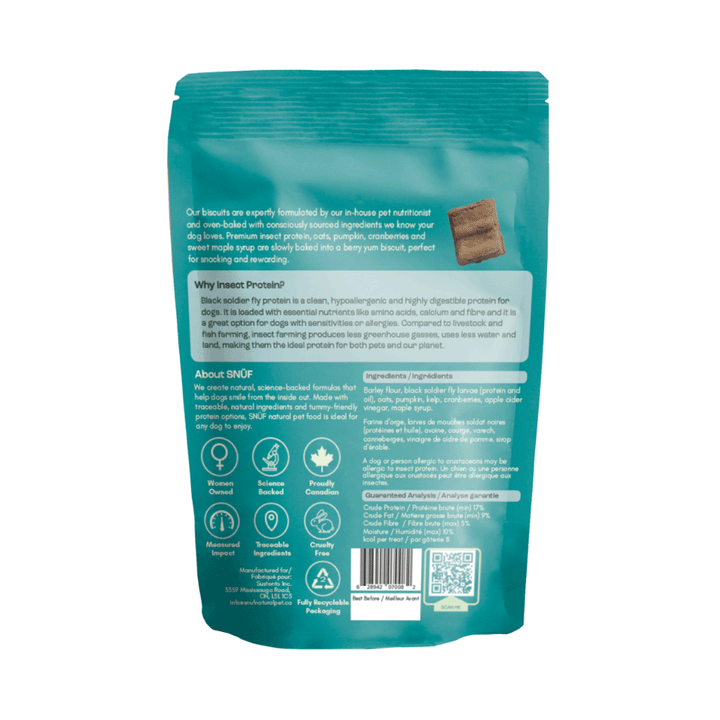 SNUF Berry Yum - Insect Protein, Pumpkin & Cranberries - Dog Treats & Meal Topper, 130g