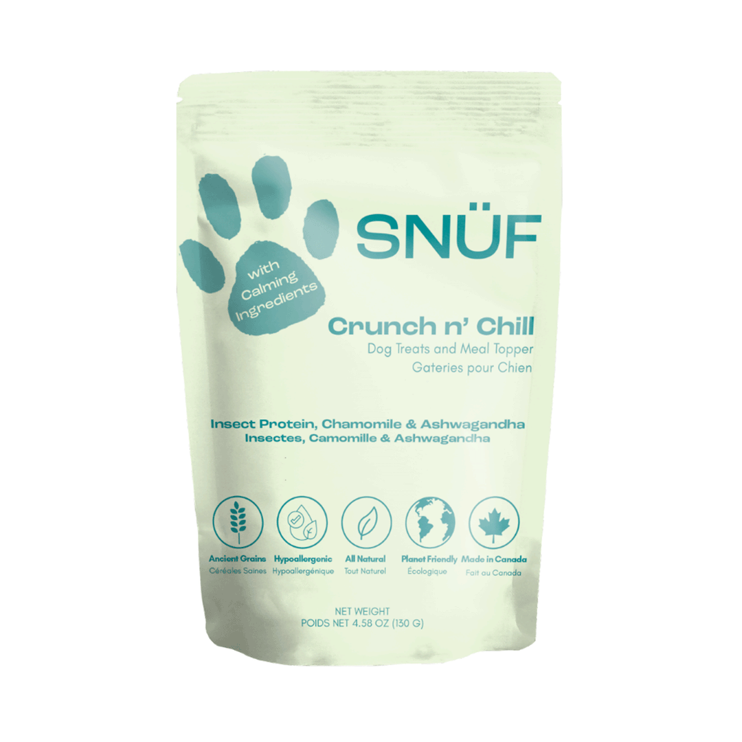 SNUF Crunch n' Chill - Insect Protein, Chamomile & Ashwagandha - Dog Treats & Meal Topper, 130g