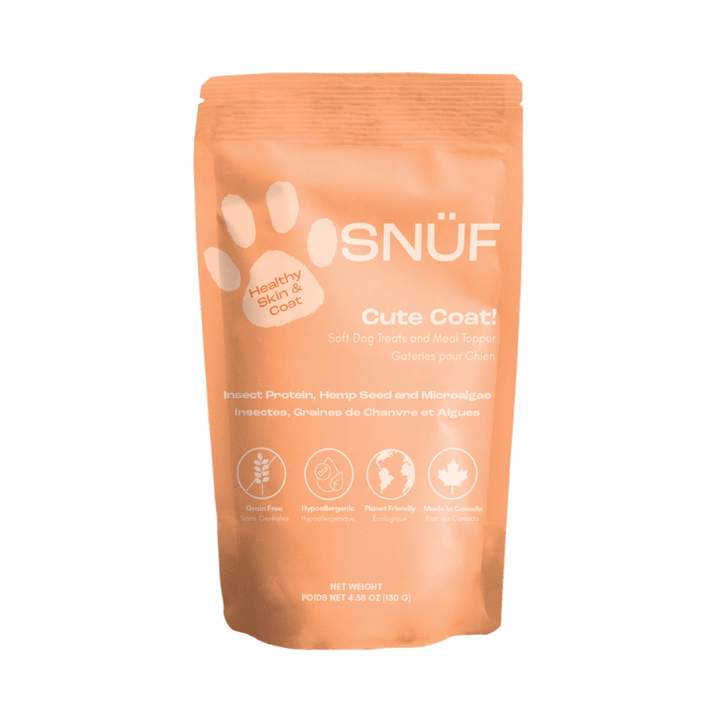 SNUF Cute Coat! - Insect Protein, Hemp Seed & Microalgae - Soft Dog Treats & Meal Topper, 130g