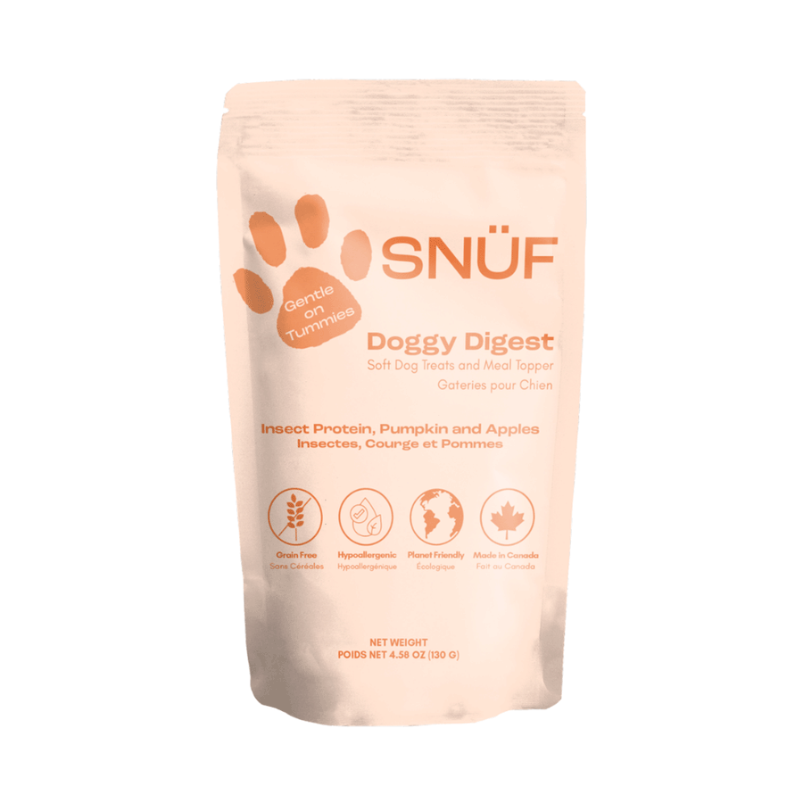 SNUF Doggy Digest - Insect Protein, Pumpkin & Apples - Soft Dog Treats & Meal Topper, 130g