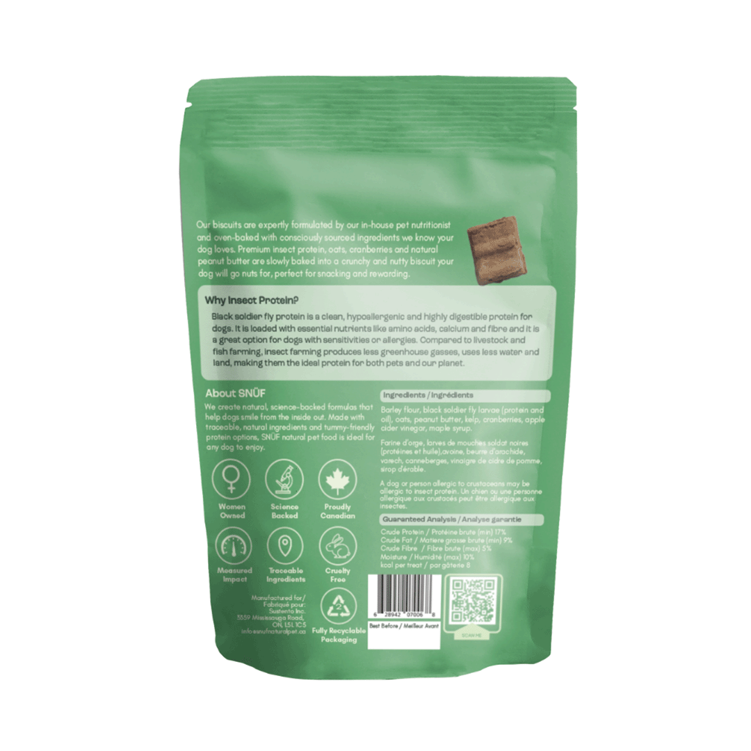 SNUF Go Nuts! - Insect Protein, Oats & Peanut Butter - Dog Treats & Meal Topper, 130g