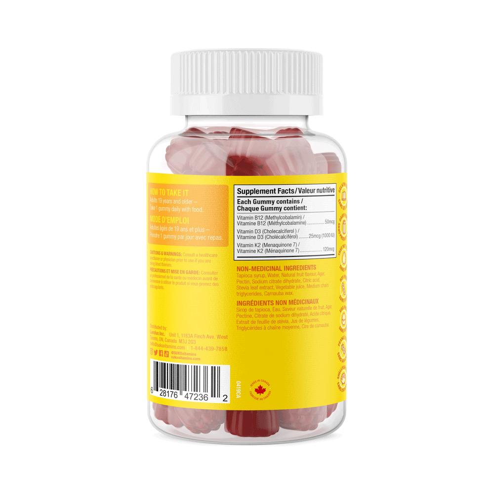 Suku Vitamins - Vitamin D3 + K2 + B12, 60 Gummies