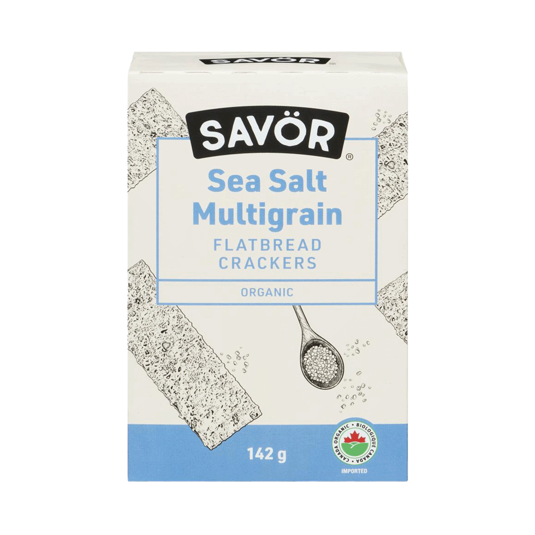 Savör Organic Sea Salt Multigrain Flatbread Crackers, 142g