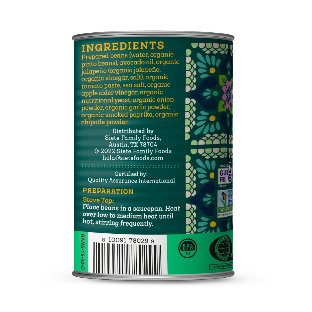 Siete Ranchero Beans With Avocado Oil, 398ml