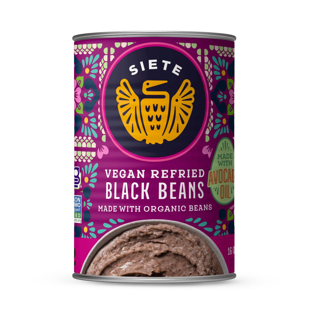 Siete Refried Black Beans With Avocado Oil, 398ml