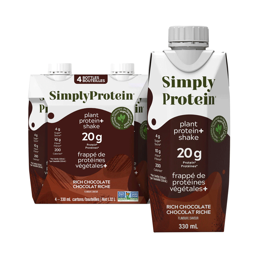 Simply Protein Ready To Drink Rich Chocolate Plant-Protein Shake, 4x330ml