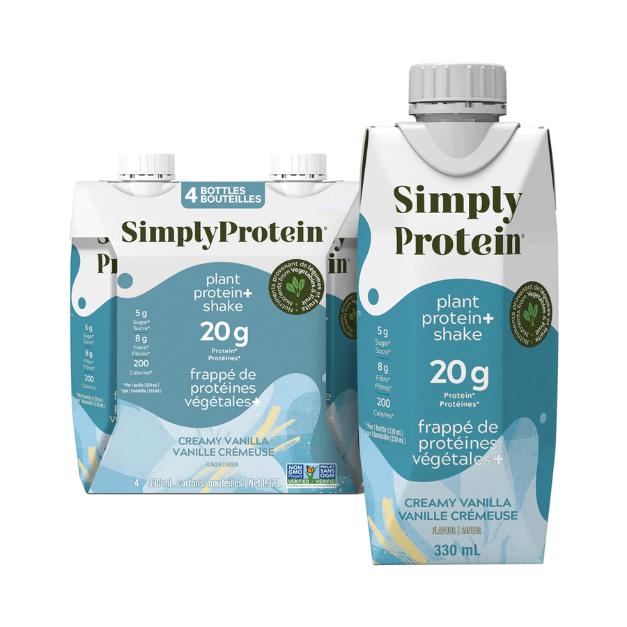 Simply Protein Ready To Drink Creamy Vanilla Plant-Protein Shake, 4x330ml