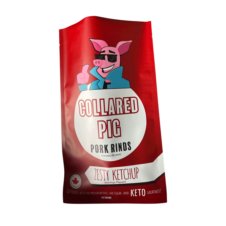 The Collared Pig Zesty Ketchup Pork Rinds, 50g