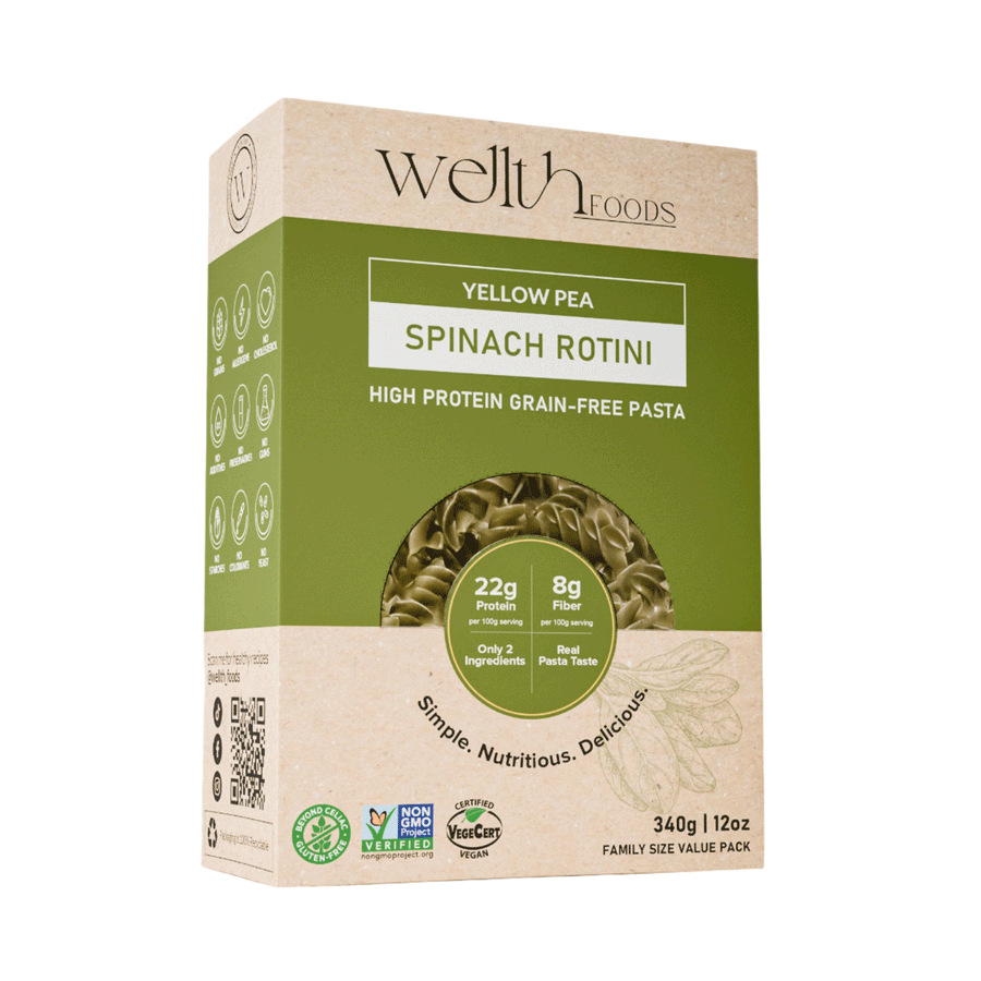 Wellth Foods Yellow Pea & Spinach Rotini, 340g