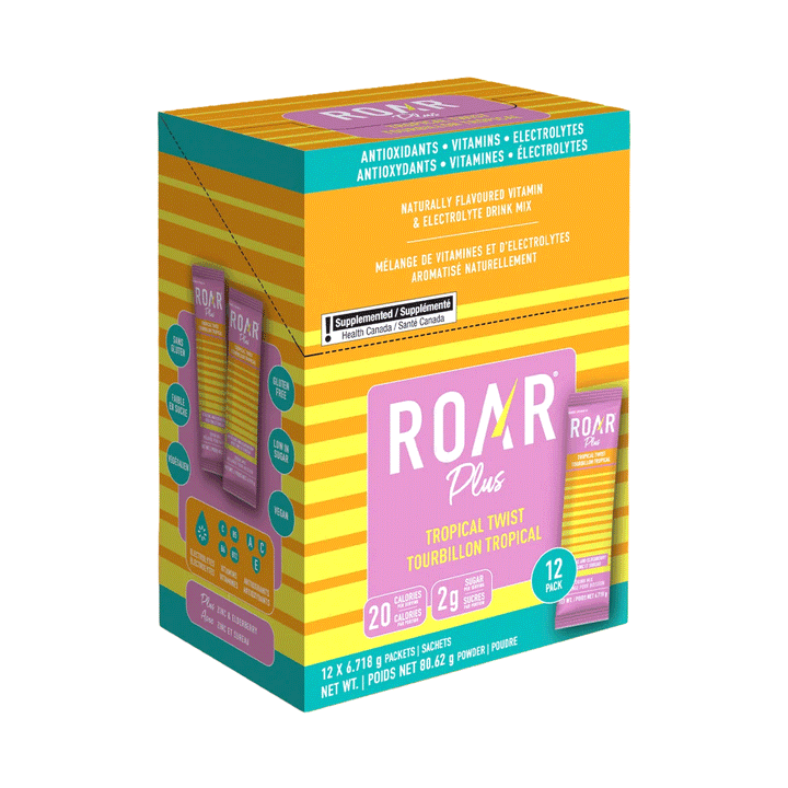 ROAR Organic Tropical Twist Vitamin & Electrolyte Drink Mix, 12 Pack