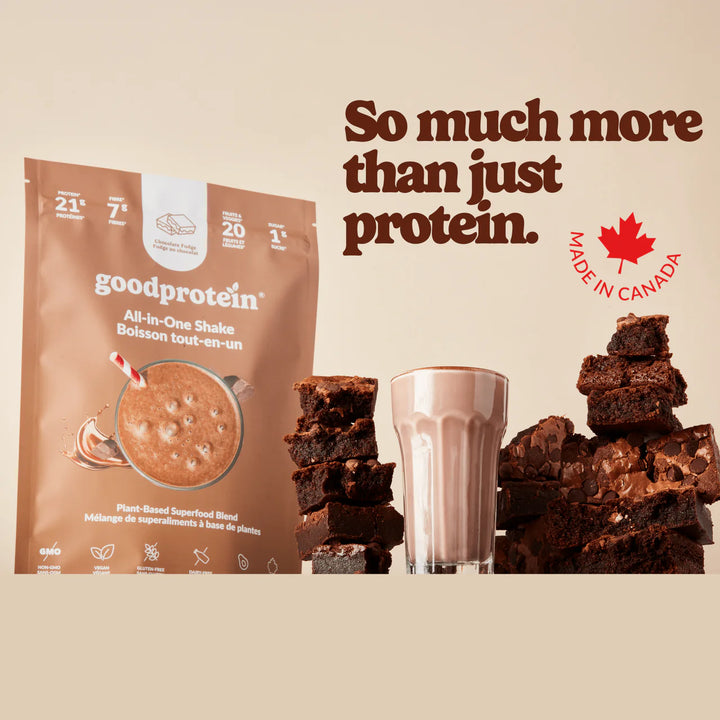 Good Protein All-In-One Shake, Chocolate Fudge, Plant-Based Superfood Blend, 880g