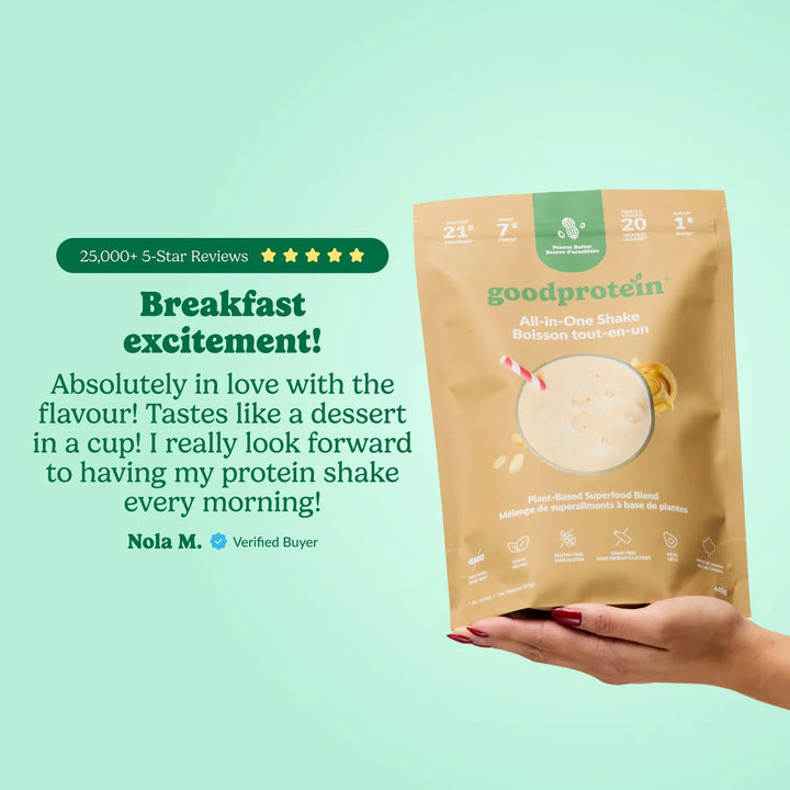 Good Protein All-In-One Shake, Peanut Butter, Plant-Based Superfood Blend, 880g