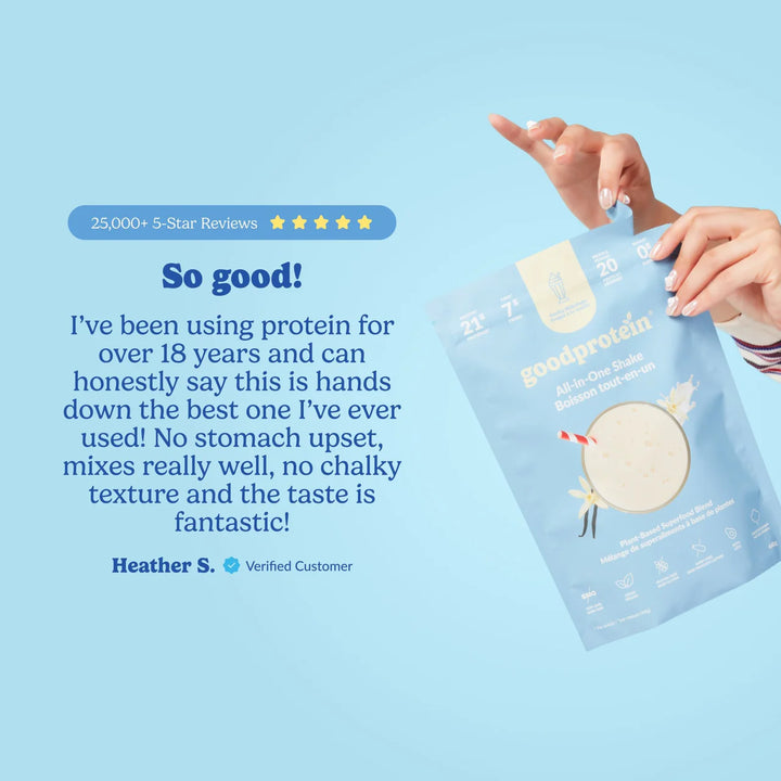 Good Protein All-In-One Shake, Vanilla Milkshake, Plant-Based Superfood Blend, 880g