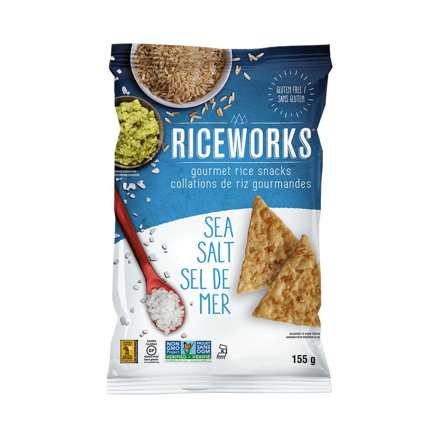 Riceworks Brown Rice Snacks Sea Salt, 155g