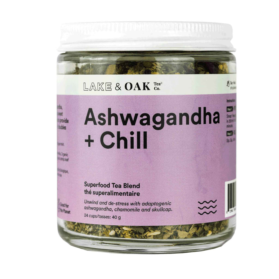 Lake & Oak Tea Co. Ashwagandha + Chill Superfood Tea Blend, 40g