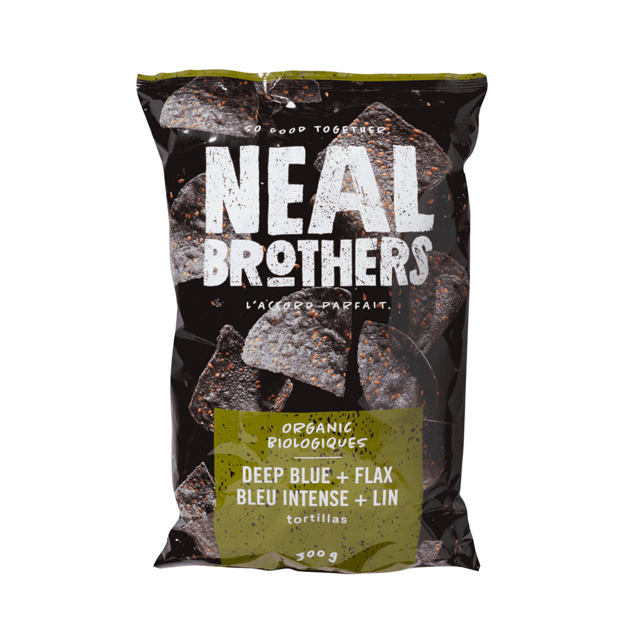 Neal Brothers Organic Deep Blue + Flax Tortilla Chips, 300g