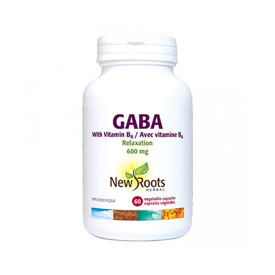 New Roots GABA with Vitamin B6, 60 Capsules