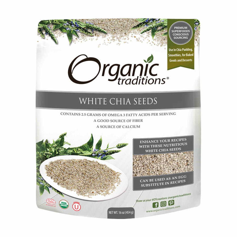 Organic Traditions White Chia Seeds, 454g