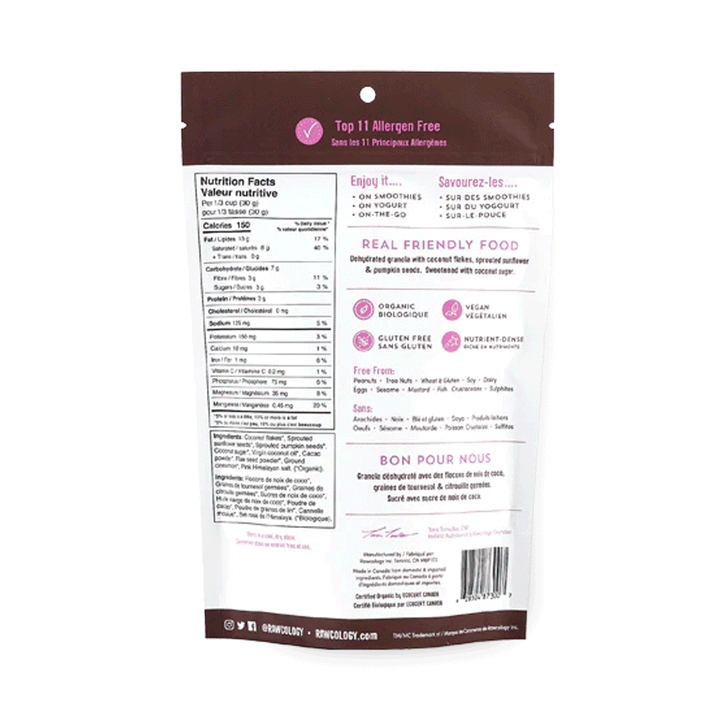 Rawcology Organic Chocolate with Raw Cacao Granola, 200g