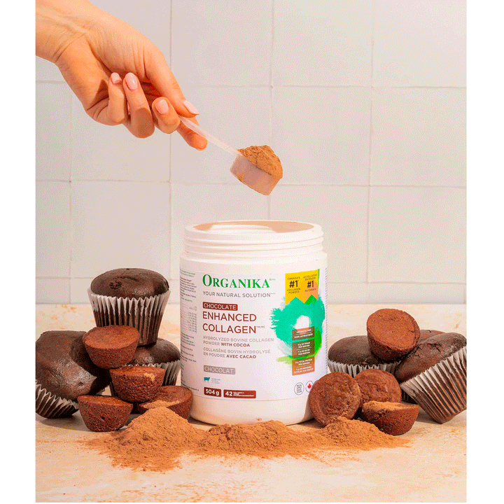 Organika Chocolate Enhanced Collagen - Hydrolyzed Bovine Collagen Powder with real Cocoa, 504g