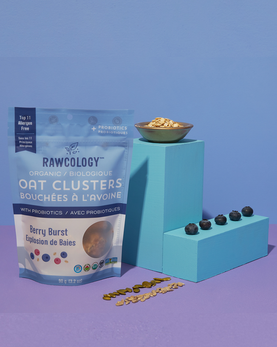 Rawcology Oat Clusters With Probiotics - Berry Burst, 90g
